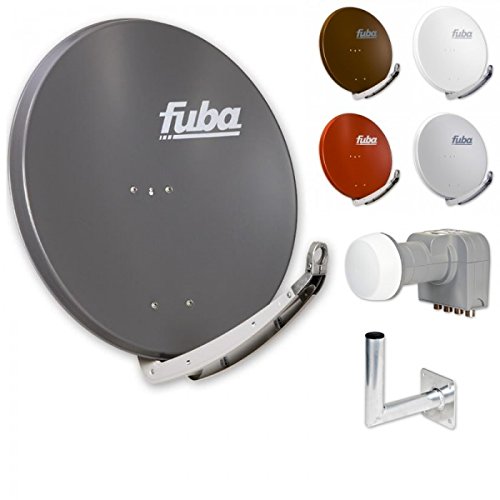 Fuba Digital HDTV Sat-Anlage 4 Teilnehmer | Fuba DAA 850 Premium Aluminium Sat-Antenne in Wunschfarbe + DEK 416 Quad LNB + Fuba DAZ Winkelwandhalter von Fuba