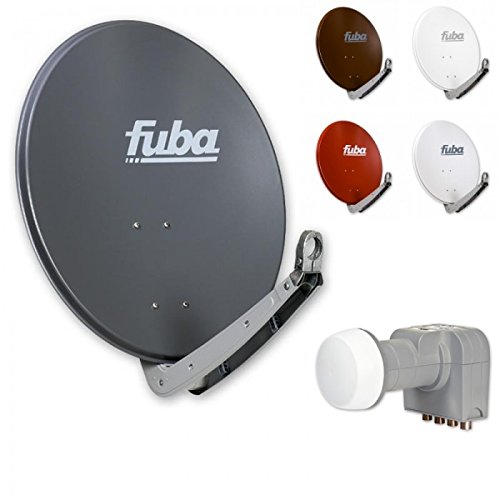Fuba Digital Sat-Anlage 4 Teilnehmer | Sat Komplettset - Premium Aluminium Sat Schüssel Fuba DAA 650 in Wunschfarbe + DEK 417 Quad LNB 4 Teilnehmer 8K, 4K, UHD, HDTV und 3D-kompatibel von Fuba