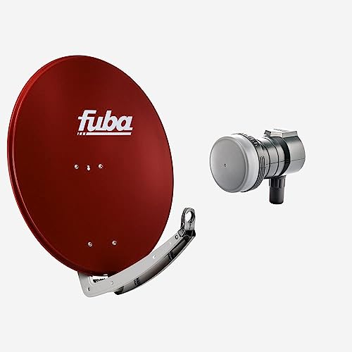 Fuba Sat Anlage 1 Teilnehmer | DAA 780 R Satellitenschüssel 80cm Alu rot (Testergebnis: ausgezeichnet)* + Fuba DEK 117 Single LNB 1 Teilnehmer (DVB-S2, HDTV, UHD 4K/8K, 3D) mit LTE-Störfilter von Fuba