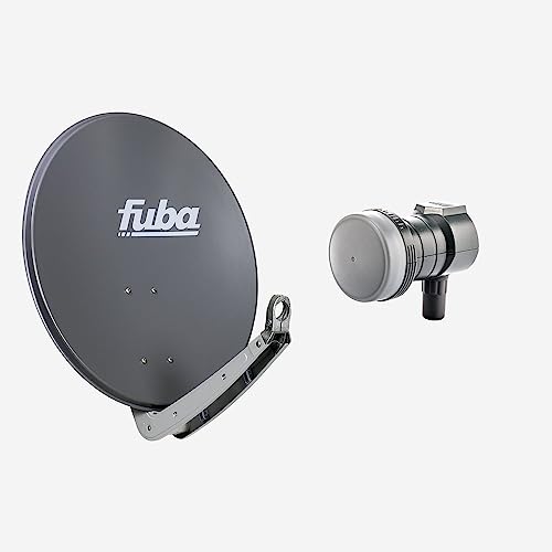 Fuba Sat Anlage 1 Teilnehmer | Satellitenschüssel Komplettset - DAA 650 A Sat-Schüssel 60x65cm Alu anthrazit + Fuba DEK 117 Single LNB 1 Teilnehmer (DVB-S2, HDTV, UHD 4K/8K, 3D) mit LTE-Störfilter von Fuba