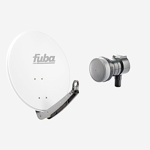 Fuba Sat Anlage 1 Teilnehmer | Satellitenschüssel Komplettset - DAA 650 W Sat-Schüssel 60x65cm Alu weiß + Fuba DEK 117 Single LNB 1 Teilnehmer (DVB-S2, HDTV, UHD 4K/8K, 3D) mit LTE-Störfilter von Fuba
