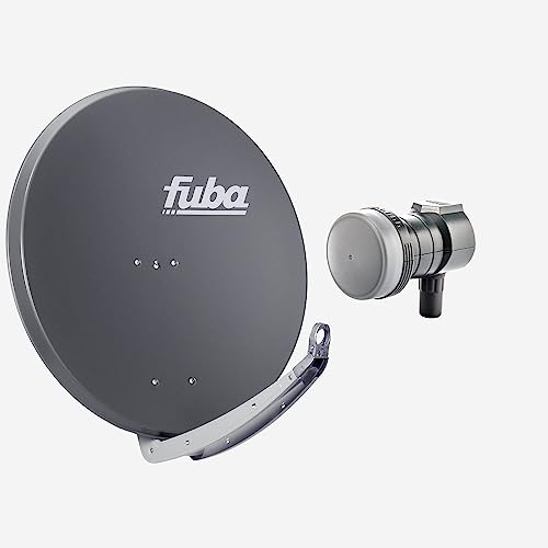 Fuba Sat Anlage 1 Teilnehmer | Satellitenschüssel Komplettset - DAA 850 A Sat-Schüssel 85cm Alu anthrazit + Fuba DEK 117 Single LNB 1 Teilnehmer (DVB-S2, HDTV, UHD 4K/8K, 3D) mit LTE-Störfilter von Fuba