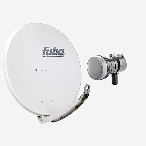 Fuba Sat Anlage 1 Teilnehmer | Satellitenschüssel Komplettset - DAA 850 G Sat-Schüssel 85cm Alu hellgrau + Fuba DEK 117 Single LNB 1 Teilnehmer (DVB-S2, HDTV, UHD 4K/8K, 3D) mit LTE-Störfilter von Fuba