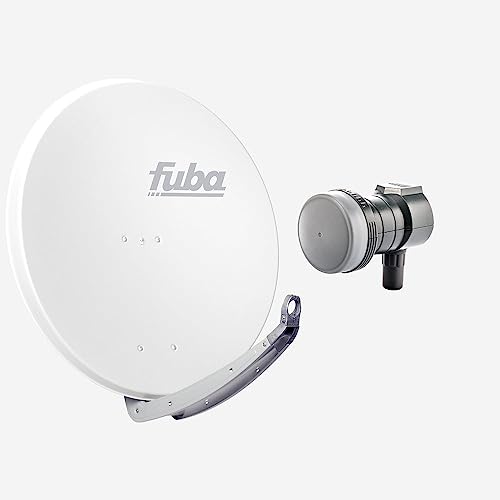 Fuba Sat Anlage 1 Teilnehmer | Satellitenschüssel Komplettset - DAA 850 W Sat-Schüssel 85cm Alu weiß + Fuba DEK 117 Single LNB 1 Teilnehmer (DVB-S2, HDTV, UHD 4K/8K, 3D) mit LTE-Störfilter von Fuba
