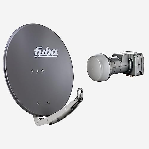 Fuba Sat Anlage 2 Teilnehmer | DAA 780 A Satellitenschüssel 80cm Alu anthrazit (Testergebnis: ausgezeichnet)* + Fuba DEK 217 Twin LNB 2 Teilnehmer (DVB-S2, HDTV, UHD 4K/8K, 3D) mit LTE-Störfilter von Fuba