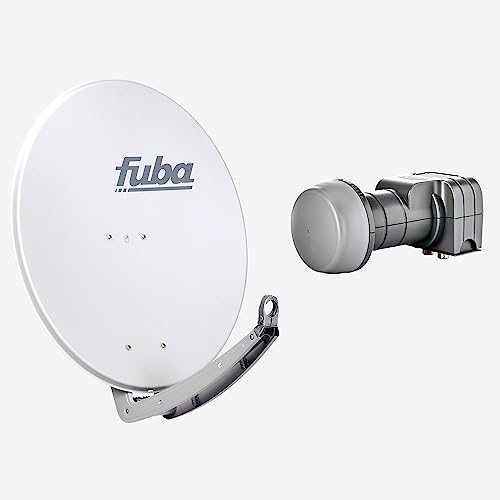 Fuba Sat Anlage 2 Teilnehmer | DAA 780 G Satellitenschüssel 80cm Alu hellgrau (Testergebnis: ausgezeichnet)* + Fuba DEK 217 Twin LNB 2 Teilnehmer (DVB-S2, HDTV, UHD 4K/8K, 3D) mit LTE-Störfilter von Fuba