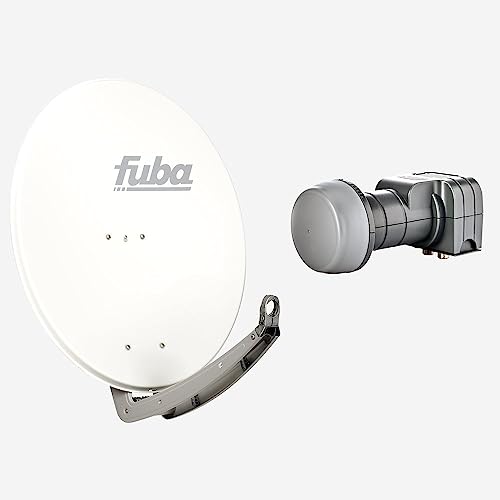 Fuba Sat Anlage 2 Teilnehmer | DAA 780 W Satellitenschüssel 80cm Alu weiß (Testergebnis: ausgezeichnet)* + Fuba DEK 217 Twin LNB 2 Teilnehmer (DVB-S2, HDTV, UHD 4K/8K, 3D) mit LTE-Störfilter von Fuba