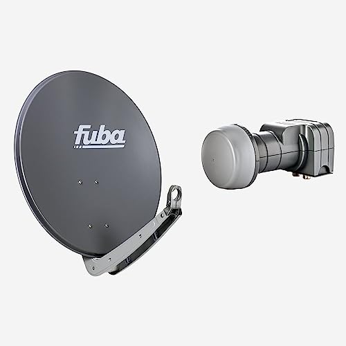 Fuba Sat Anlage 2 Teilnehmer | Satellitenschüssel Komplettset - DAA 650 A Sat-Schüssel 60x65cm Alu anthrazit + Fuba DEK 217 Twin LNB 2 Teilnehmer (DVB-S2, HDTV, UHD 4K/8K, 3D) mit LTE-Störfilter von Fuba