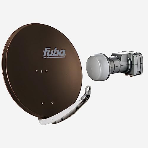 Fuba Sat Anlage 2 Teilnehmer | Satellitenschüssel Komplettset - DAA 850 B Sat-Schüssel 85cm Alu braun + Fuba DEK 217 Twin LNB 2 Teilnehmer (DVB-S2, HDTV, UHD 4K/8K, 3D) mit LTE-Störfilter von Fuba