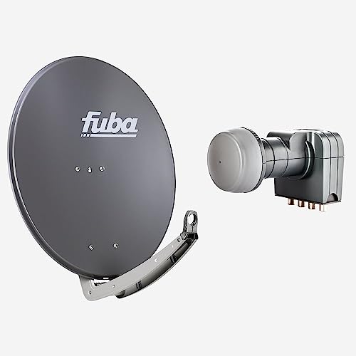 Fuba Sat Anlage 4 Teilnehmer | DAA 780 A Satellitenschüssel 80cm Alu anthrazit (Testergebnis: ausgezeichnet)* + Fuba DEK 417 Quad LNB 4 Teilnehmer (DVB-S2, HDTV, UHD 4K/8K, 3D) mit LTE-Störfilter von Fuba
