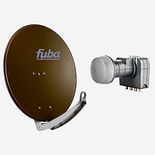 Fuba Sat Anlage 4 Teilnehmer | DAA 780 B Satellitenschüssel 80cm Alu braun (Testergebnis: ausgezeichnet)* + Fuba DEK 417 Quad LNB 4 Teilnehmer (DVB-S2, HDTV, UHD 4K/8K, 3D) mit LTE-Störfilter von Fuba