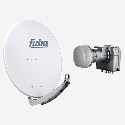 Fuba Sat Anlage 4 Teilnehmer | DAA 780 G Satellitenschüssel 80cm Alu hellgrau (Testergebnis: ausgezeichnet)* + Fuba DEK 417 Quad LNB 4 Teilnehmer (DVB-S2, HDTV, UHD 4K/8K, 3D) mit LTE-Störfilter von Fuba