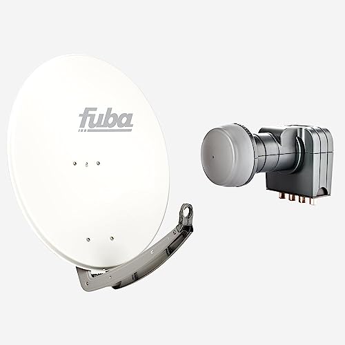 Fuba Sat Anlage 4 Teilnehmer | DAA 780 W Satellitenschüssel 80cm Alu weiß (Testergebnis: ausgezeichnet)* + Fuba DEK 417 Quad LNB 4 Teilnehmer (DVB-S2, HDTV, UHD 4K/8K, 3D) mit LTE-Störfilter von Fuba