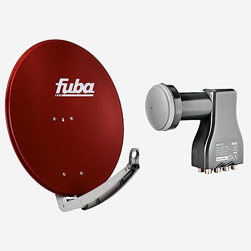 Fuba Sat Anlage 8 Teilnehmer | DAA 780 R Satellitenschüssel 80cm Alu rot (Testergebnis: ausgezeichnet)* + Fuba DEK 817 Octo LNB 8 Teilnehmer (DVB-S2, HDTV, UHD 4K/8K, 3D) mit LTE-Störfilter von Fuba