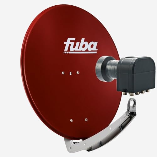 Fuba Sat Anlage 8 Teilnehmer | DAA 780 R Satellitenschüssel 80cm Alu rot (Testergebnis: ausgezeichnet)* + Fuba DEK 818 Octo LNB 8 Teilnehmer (DVB-S2, HDTV, UHD 4K/8K, 3D) mit LTE-Störfilter von Fuba