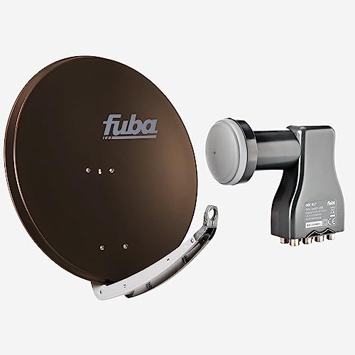 Fuba Sat Anlage 8 Teilnehmer | Satellitenschüssel Komplettset - DAA 850 B Sat-Schüssel 85cm Alu braun + Fuba DEK 817 Octo LNB 8 Teilnehmer (DVB-S2, HDTV, UHD 4K/8K, 3D) mit LTE-Störfilter von Fuba