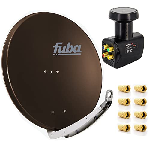 Fuba Sat-Anlage DAA 850 B Satellitenschüssel Braun 85x85cm Quad LNB für 4 Teilnehmer 8X F-Stecker von Fuba