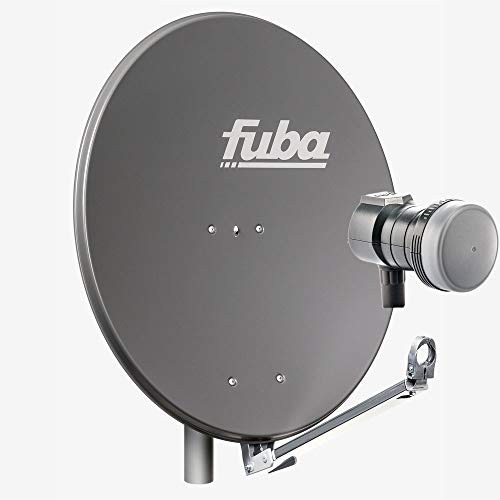 Fuba Satellitenschüssel Komplettset 1 Teilnehmer DAL 801 A - Sat Komplettanlage DAL 800 A Alu Sat-Schüssel/Spiegel anthrazit + Fuba DEK 117 Single Universal LNB - HDTV, UHD(4K/8K), 3D von Fuba