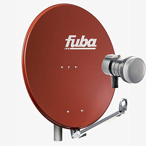 Fuba DAL 801 R Sat Anlage Antenne Schüssel Spiegel Single LNB DEK 117 1 Teilnehmer Alu Sat-Schüssel/Sat-Spiegel Rot + Fuba DEK 117 Single LNB für 2 Receiver/Teilnehmer (HDTV-, 4K- und 3D-kompatibel) von Fuba
