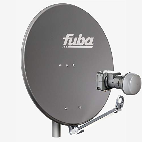 Fuba Satellitenschüssel Komplettset 2 Teilnehmer DAL 802 A - Sat Komplettanlage Fuba DAL 800 A Alu Sat-Schüssel/Sat-Spiegel 80cm anthrazit + Fuba DEK 217 Twin LNB - HDTV, UHD(4K/8K), 3D von Fuba