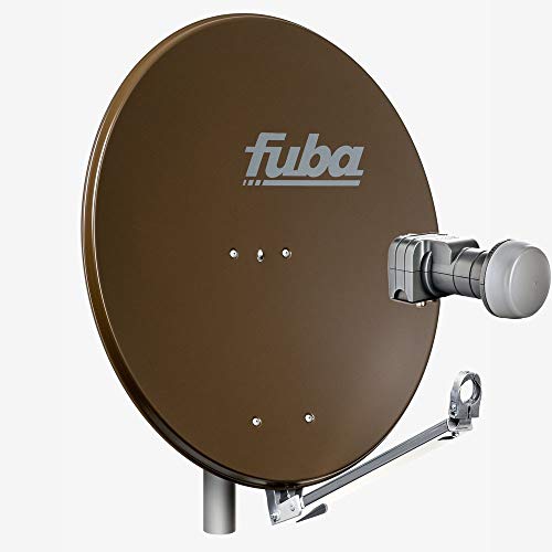 Fuba Satellitenschüssel Komplettset 2 Teilnehmer DAL 802 B - Sat Komplettanlage Fuba DAL 800 B Alu Sat-Schüssel/Sat-Spiegel 80cm braun + Fuba DEK 217 Twin LNB - HDTV, UHD(4K/8K), 3D von Fuba