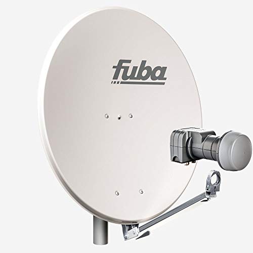 Fuba Satellitenschüssel Komplettset 2 Teilnehmer DAL 802 G - Sat Komplettanlage Fuba DAL 800 G Alu Sat-Schüssel/Sat-Spiegel 80cm hellgrau + Fuba DEK 217 Twin LNB - HDTV, UHD(4K/8K), 3D von Fuba