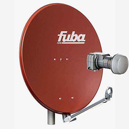 Fuba Satellitenschüssel Komplettset 2 Teilnehmer DAL 802 R - Sat Komplettanlage Fuba DAL 800 R Alu Sat-Schüssel/Sat-Spiegel 80cm rot + Fuba DEK 217 Twin LNB - HDTV, UHD(4K/8K), 3D von Fuba
