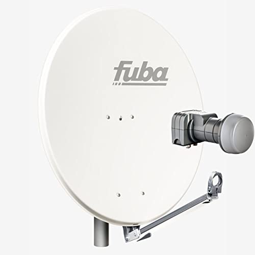 Fuba Satellitenschüssel Komplettset 2 Teilnehmer DAL 802 W - Sat Komplettanlage Fuba DAL 800 W Alu Sat-Schüssel/Sat-Spiegel 80cm weiß + Fuba DEK 217 Twin LNB - HDTV, UHD(4K/8K), 3D von Fuba