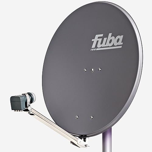 Fuba Satellitenschüssel Komplettset 4 Teilnehmer DAL 804 A - Sat Komplettanlage Fuba DAL 800 A Alu Sat-Schüssel/Sat-Spiegel 80cm anthrazit + Fuba DEK 417 Quad LNB 4 Teilnehmer - HDTV, UHD(4K/8K), 3D von Fuba