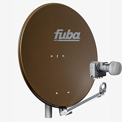 Fuba Satellitenschüssel Komplettset 4 Teilnehmer DAL 804 B - Sat Komplettanlage Fuba DAL 800 B Alu Sat-Schüssel/Sat-Spiegel 80cm braun + Fuba DEK 417 Quad LNB 4 Teilnehmer - HDTV, UHD(4K/8K), 3D von Fuba