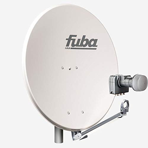 Fuba DAL 804 G Sat Anlage Antenne Schüssel Spiegel Quad DEK 417 4 Teilnehmer Alu Satellitenschüssel Sat-Spiegel Grau + Fuba DEK 417 Quad LNB für 4 Receiver/Teilnehmer (HDTV-, 4K- und 3D-kompatibel) von Fuba