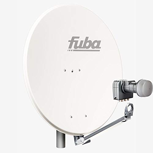 Fuba Satellitenschüssel Komplettset 4 Teilnehmer DAL 804 W - Sat Komplettanlage Fuba DAL 800 W Alu Sat-Schüssel/Sat-Spiegel weiß + Fuba DEK 417 Quad LNB 4-Fach - HDTV, UHD(4K/8K), 3D von Fuba