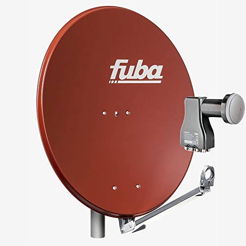 Fuba Satellitenschüssel Komplettset 8 Teilnehmer DAL 808 R - Sat Komplettanlage Fuba DAL 800 R Alu Sat-Schüssel/Sat-Spiegel 80cm rot + Fuba DEK 817 Octo LNB 8 Teilnehmer - HDTV, UHD(4K/8K), 3D von Fuba