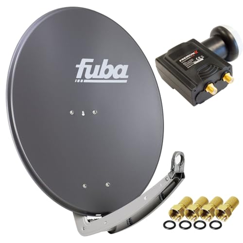 Fuba daa 780 Satellitenantenne Aluminium in Anthrazit HDTV 3D 4KPremiumX DELUXE Twin LNB Sat von Fuba