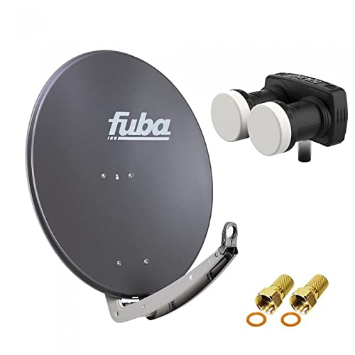 HD Digital Sat Anlage 2 Satelliten Astra/Hotbird - 1 Teilnehmer | Fuba DAA780A Sat Schüssel 78cm anthrazit + DUR-line MB6-US Monoblock Single LNB 6° (DVB-S2, HDTV, 4K/8K, 3D) + 2xF-Stecker vergoldet von Fuba