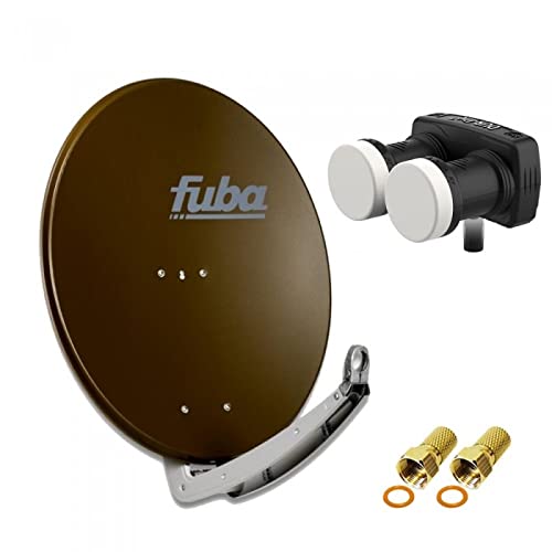 HD Digital Sat Anlage 2 Satelliten Astra/Hotbird - 1 Teilnehmer | Fuba DAA780B Sat Schüssel 78cm braun + DUR-line MB6-US Monoblock Single LNB 6° (DVB-S2, HDTV, 4K/8K, 3D) + 2xF-Stecker vergoldet von Fuba