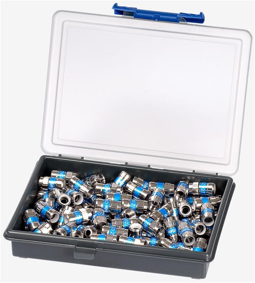 OVZ 027 Box (100 St.) F-Stecker für 2-fach geschirmte Kabel von Fuba