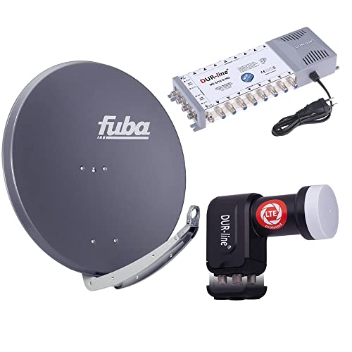 Sat Anlage 16 Teilnehmer | Komplettset - Fuba DAA 850 A Satellitenschüssel 85cm Alu anthrazit + DUR-line Quattro LNB + DUR-line MS 5/16 G-HQ Sat Multischalter 16 Teilnehmer (DVB-S2, HDTV, UHD 4K/8K) von Fuba