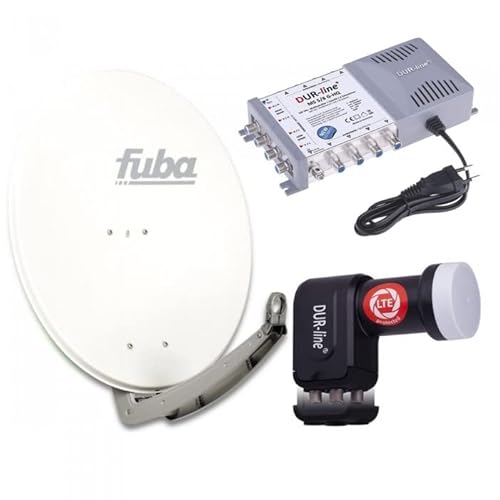 Sat Anlage 8 Teilnehmer | Komplettset - Fuba DAA 780 W Satellitenschüssel 80cm Alu weiß + DUR-line Quattro LNB + DUR-line MS 5/8 G-HQ Sat Multischalter 8 Teilnehmer (DVB-S2, HDTV, UHD 4K/8K) von Fuba