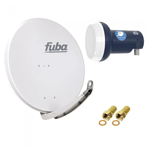 Satellitenschüssel Komplettset 1 Teilnehmer - Stromspar-Set | Fuba DAA 850 G Satellitenschüssel 85cm Alu hellgrau + DUR-line Blue Eco Single LNB (stromsparend, DVB-S2, HDTV, UHD 4K/8K, 3D) von Fuba