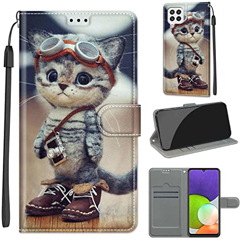Handyhülle für Samsung Galaxy A22 4G Hülle Leder, Anti-Rutsch-Flip-Cover Faltbare Schutzhülle, mit [ Magnetisch], [Kartenfach] für Samsung Galaxy A22 4G von Fubaoda Business