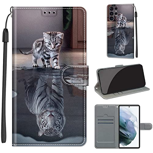 Fubaoda Hülle kompatibel mit Samsung Galaxy S22 Ultra, PU Leder Flip Case Stoßfest Wallet Protective Cover mit Magnetverschluss, Standfunktion und Kartenfächer in Midnight Black von Fubaoda Business