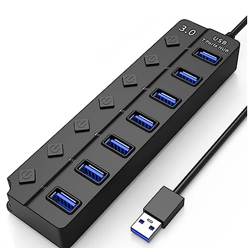 Fubdnefvo 1 Stück Switch Hub3.0 Splitter Hub Port Expander USB Computer Splitter Kunststoff 7 Prot 3.0+2.0 Hub von Fubdnefvo