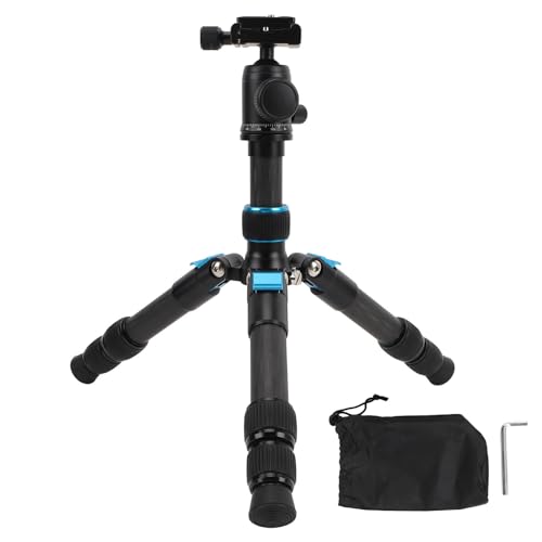 Cámara de escritorio Trípode Fibra de carbono Fibra extensible DE 1/4 pulgadas de tornillo Con cabezal de bola de 360 ​​° para ARCA QR Nivel de burbuja Tiny Cámara DSLR Trípode von Fuchooky