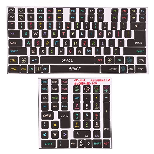 Fuchooky 2 PCS -Tastaturaufkleber PVC Dekorative Allgemeine Desktop -Computer -Tastatur -Aufkleber für 84 bis 108 Tasten Tastatur von Fuchooky