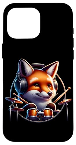 Fuchs Spielt Trommeln Mit Kopfhörern Hülle für iPhone 16 Pro Max Fuchs Spielt Trommeln Mit Kopfhörern Hülle für iPhone 16 Pro Max von Fuchs Mit Kopfhörer Und Schlagzeugspieler