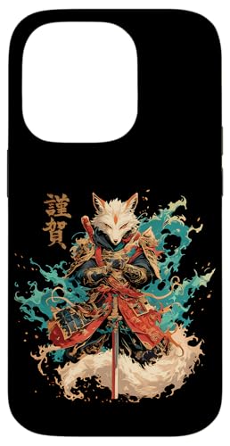 Samurai Fuchs Krieger Japanischer Fuchs Hülle für iPhone 14 Pro von Fuchs Ninja Krieger Geschenk Samurai Kanji