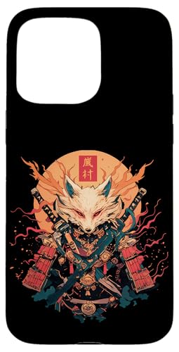 Samurai Fuchs Krieger Japanischer Fuchs Hülle für iPhone 15 Pro Max von Fuchs Ninja Krieger Geschenk Samurai Kanji