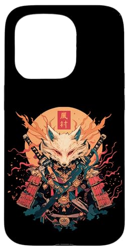 Samurai Fuchs Krieger Japanischer Fuchs Hülle für iPhone 15 Pro von Fuchs Ninja Krieger Geschenk Samurai Kanji