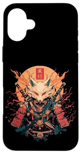 Samurai Fuchs Krieger Japanischer Fuchs Hülle für iPhone 16 Plus von Fuchs Ninja Krieger Geschenk Samurai Kanji